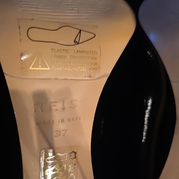 Reiss Black Patent Pointed-Toe Leather Heels - Picture 9 of 12